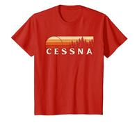 Cessna, PA Vintage Evergreen Atardecer Ochenta Retro Camiseta, Niños, Rojo, 6 años