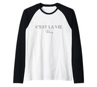 C'est La Vie Camiseta Blanca Mujer Camiseta Manga Raglan