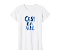 C'EST LA Vie Camiseta gráfica económica, Mujer, Blanco, M