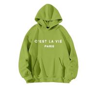 C'est La Vie Paris - Sudadera con capucha para mujer, con bolsillo, con cordón, cómoda, casual, moderna, para invierno, verde menta, XL