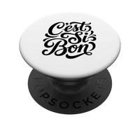 C'est Si Bon Tipografía de guión en francés PopSockets PopGrip Adhesivo