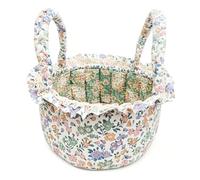 Cesta algodón acolchado redonda 6,5L plegable asas volantes, 23 estampas florales para hogar baño picnic(Flower-20)