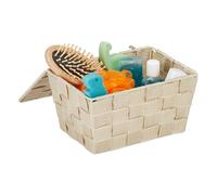 Cesta almacenaje baño cesto organizador neceser decorativo 1,8 L 190 g beige