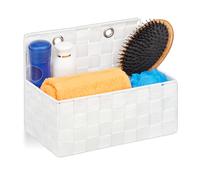 Relaxdays Organizador Colgante, Cesta de baño, Neceser de Pared, 20 x 25 x 16,5 cm, 1 Ud., Blanco