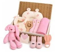 Cesta Bebe Recien Nacido 10 Piezas para Hombres y Mujeres (Rosa)