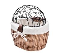 Cesta Bici Perro - Portador de Jaula, Montaje Manillar Estilo Mimbre, Dimensiones 30x25x30cm + Gancho Desmontable, Sauce Tejido Componente - para Transporte Mascotas & Calle Ciudad