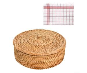 Cesta calentadora de tortilla de ratán hecha a mano, soporte de estilo mexicano de 10.2 pulgadas para tortillas de maíz, panqueques y tacos, mantiene la comida fresca y caliente