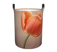 Cesta circular de tulipán naranja plegable con asas de fácil transporte