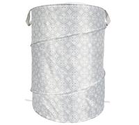 CESTA COLADA PLEGAB. D.45 H.60 | Plástico, cesto de ropa pop up, 45x45x60 cm, diseño tendencia y elegante, plegable, lavandería o dormitorio, beige