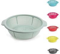 Cesta colador de plástico de 31 cm, color verde menta, cuenco colador de cocina para lavar y escurrir verduras, frutas, ensaladas, arroz y pasta, escurridor ligero de alimentos