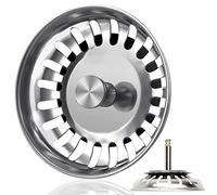 Cesta colador para Fregadero de 82 mm, colador de Acero Inoxidable, colador con tapón, Cesta de Espiga Que sobresale 56 - 75 mm de Profundidad en el desagüe, colador para Fregadero tapón