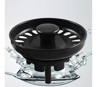 Cesta coladora de drenaje de polipropileno negro de 7.6 cm, para lavabos con ajuste seguro de 6 garras y filtración eficaz de desechos de cabello y alimentos, diseño compacto ligero de 3 x 3 x 2.5