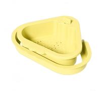 Cesta coladora de esquina automática para fregadero para residuos de alimentos y almacenamiento de esponjas, instalación segura sin herramientas, para cocinas ocupadas con espacio limitado (amarillo)