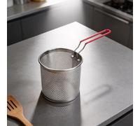 Cesta coladora de malla de acero inoxidable para pasta para hervir tareas de drenaje y vaporización, apto para lavavajillas, estante superior compatible con ollas (01)