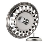 Cesta coladora para Fregadero, 1 Unidad, Cesta coladora de Ø 84 mm, en Acero Inoxidable, la Espiga de la Cesta sobresale 20 mm en el desagüe, Clavija de Ø 7,8 mm, Repuesto para fregaderos de Cocina