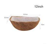 Cesta colgante con fibra de coco y forro no tejido, forma de media luna para plantas, adecuada para jardín, porche y patio (12 pulgadas)