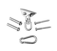 Cesta colgante de acero inoxidable para silla, placa de fijación para columpio, kit de gancho giratorio de carga de 1000 libras para interiores y exteriores, montaje en techo, color plateado, juego de