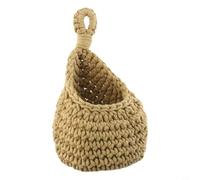 Cesta colgante de cuerda de algodón de yute tejida a mano para almacenamiento de verduras y frutas, organizador transpirable para cebollas, ajo, patatas con rústico. (18 x 24 cm)