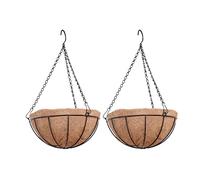 Cesta colgante de jardín hifrom con forro de coco, cesta de plantas para plantas trepadoras y flores, marco de cesta colgante redonda de metal para plantas de flores para exterior e interior (2 x 8)