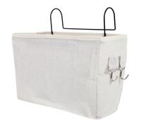Cesta Colgante de Lona y Hierro para Mesita de Noche, Blanco | Organización Junto Cama, Acceso Rápido a Mando y Auriculares, Adecuado para Espacios Reducidos