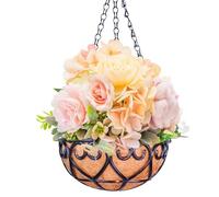 Cesta colgante de Navidad con cadena de metal para plantas | Macetas colgantes de metal con cadena de Navidad para interiores y exteriores, puerta delantera, pared, ventana, patio