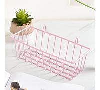 Cesta colgante de rejilla metálica, cesta de pared de alambre, organizador de pared para cocina o baño, 23 x 10 x 10 cm (Rosa)