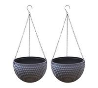 Cesta colgante para colgar | 2 cestas de jardín de resina de | macetas colgantes de riego automático, con gran capacidad de carga, para balcón, ventana, techo, jardín