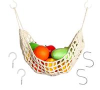 Cesta Colgante para Fruta,Cesta de Frutas Colgante para Debajo del Armario Soporte para Verduras Desmontable y Hamaca para Frutas y vVerduras en Color Blanco Crema