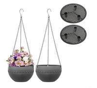 Cesta colgante para plantas al aire libre, con agujeros de drenaje, flor de resina de polipropileno para macetas, colgador de cadena, contenedor decorativo de pared para jardín, balcón, patio, pared