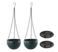 Cesta colgante para plantas al aire libre, con agujeros de drenaje, flor de resina de polipropileno para macetas, colgador de cadena, contenedor decorativo de pared para jardín, balcón, patio, pared