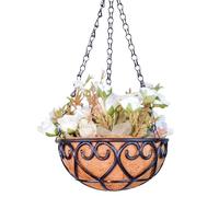 Cesta Colgante Para Plantas - Macetas De Metal Con Forro De Coco, Cadena De Hierro, Soporte Para Flores, Decoración De Jardín Al Aire Libre, Balcón, Macetero Colgante, Solución Decorativa Para El Hoga