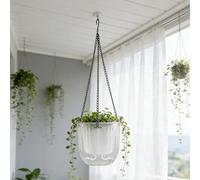 Cesta colgante transparente con función de riego automático para balcón para uso en jardín y fácil monitoreo de plantas (M)