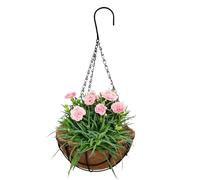 Cesta con revestimiento de coco: macetero colgante de hierro de 10 pulgadas, soporte para jardín al aire libre, contenedor de exhibición de flores con fibra de coco | Porche Balcón Decoración del alfé