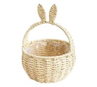 Cesta creativa de imitación de ratán para almacenamiento natural con diseño de conejo, para decoración de mesa o idea de regalo (blanco, talla única)