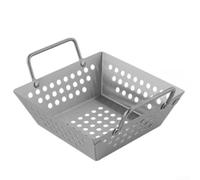 Cesta cuadrada de acero inoxidable para freír patatas fritas, diseño de doble asa para drenaje seguro de aceite, cocina en casa, 22 x 18 cm (24 cm)