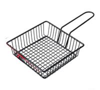 Cesta cuadrada de acero inoxidable para patatas fritas, aperitivos de pollo, uso moderno en la cocina, malla de 10 x 7 cm, opciones multicolores, mango grueso, bordes lisos (cuadrado negro)