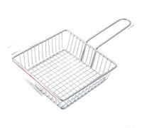 Cesta cuadrada de acero inoxidable para patatas fritas francesas, piezas de pollo, bocados de mariscos y aperitivos optimizados para el flujo de aceite y la liberación de alimentos (color primario