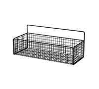 Cesta de alambre de hierro portátil portátil de estante para colgar la pared para cocina de baño (Negro)