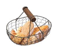 Cesta de alambre de metal para huevos - Cesta de recogida de huevos | Cesta ovalada de alambre para recoger huevos con asa | Cesta de almacenamiento de picnic con diseño de granja | Cesta de alambre