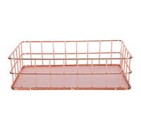 Cesta de alambre de oro rosa, bandeja de oro rosa para escritorio, cesta de almacenamiento de alambre de Metal pequeña, bandeja de decoración de escritorio para papelería cosmética