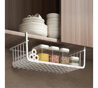 Cesta De Alambre Debajo Del Estante, Cestas De Almacenamiento Colgantes, Cesta De Alambre Multiusos Totalmente De Metal Debajo Del Estante, Cestas Deslizantes Para Cocina(Blanco grande)