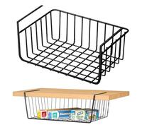Cesta De Alambre Debajo Del Estante, Cestas De Almacenamiento Colgantes, Cesta De Alambre Multiusos Totalmente De Metal Debajo Del Estante, Cestas Deslizantes Para Cocina(Grande negro)