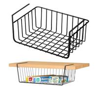 Cesta De Alambre Debajo Del Estante, Cestas De Almacenamiento Colgantes, Cesta De Alambre Multiusos Totalmente De Metal Debajo Del Estante, Cestas Deslizantes Para Cocina(Negro medio)