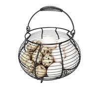Cesta de alambre - Huevera de gallina y fruta/verdura | Contenedor rústico decorativo huevos con asa | Cocina Picnic Jardín Pascua piso cocina (negro)