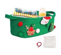 Cesta de algodón, cesta trenzada con asas para Navidad, contenedor organizador para casa, cocina, dormitorio, baño, entrada y sala de reproducción
