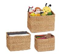Cesta de almacenaje cestos decorativos apilable natural cesta organizadora