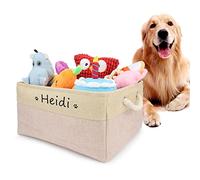 Cesta de almacenaje personalizada con nombre y dibujo, cesta plegable para juguetes de perro con asa de algodón, caja de almacenaje para organizar comida, ropa y accesorios para perros(Rosa)