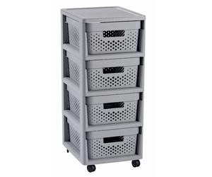 Cesta de almacenamiento 4x 11L con ruedas estilo escandinavo portátil Curver
