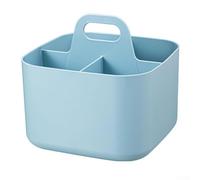 Cesta de almacenamiento apilable de plástico, caja de almacenamiento multiusos con asa para organizador de oficina en casa, cesta portátil con asa, organizador de cajones de escritorio (azul claro)