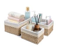 Cesta de almacenamiento, cesta de juguetes, cesta de baño, cesta trenzada para cambiar pañales, organizador, cestas para habitación de los niños, cesta pequeña, juego de 3 unidades de tejido